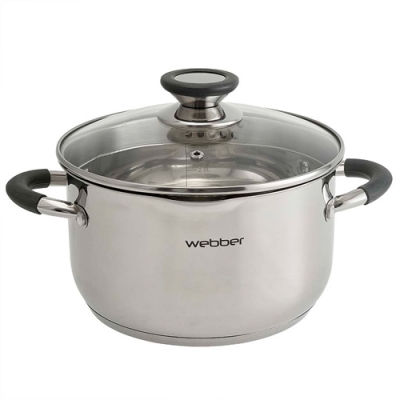 WEBBER BE-373/2 Кастрюля из нерж стали со стеклянной крышкой (d=20; 3,6 л) (4)