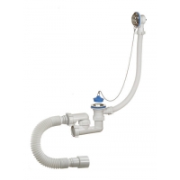 А-80089 Cифон для ванны (обвязка) ОРИО 1 1/2"х40, регулируемая, с переливом и гиб. трубой 40-40/50