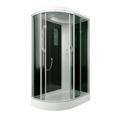 Душ. кабина ER3512PR-C4-RUS 120*80*215см,зад.стенка чер.ст.тон 4 мм низ.под.без г/м проф.хром.3к.