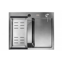 Мойка нерж врезная 580x480х230 т (3,0+1.2mm) черная НМ 5848 L левая black БЕЗ КОЛЛАНДЕРА (+ сифон, дозатор мыла) AISI 304