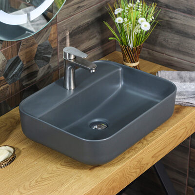 800-320355MDG Фигурный умывальник накладной тёмно-серый матовый 510х405х140 MELANA