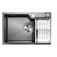 Мойка нерж врезная 650x480х230 т (3,0+1.2mm) черная НМ 6548 S (+ сифон, колландер, дозатор мыла) AISI 304