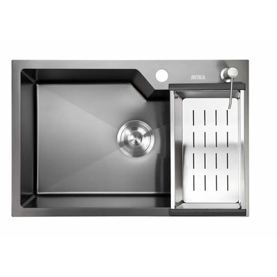 Мойка нерж врезная 650x480х230 т (3,0+1.2mm) черная НМ 6548 S (+ сифон, колландер, дозатор мыла) AISI 304 Мойка нерж врезная 650x480х230 т (3,0+1.2mm) черная НМ 6548 S (+ сифон, колландер, дозатор мыла) AISI 304