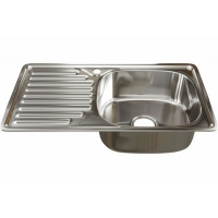 Мойка нерж врезная 76х42х160, т.0,6 правая бол. сиф (+сифон) Китай