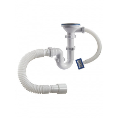 S-41079 Сифон прямоточный ОРИО 3 1/2" х 40, с переливом и гибкой трубой 40-40/50