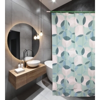 Штора д/ван SANTREK HOME 180х180 PEVA 60628 с кольцами Зелёные лепестки (П180)