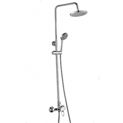 DR21070 Смеситель одноручный для душа с верхней лейкой "Тропический дождь" и 3-ф. лейкой, хром