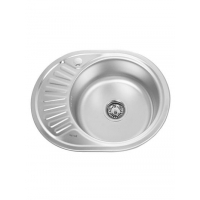 Мойка нерж врезная овал 57х45х160, т.0,6 правая бол. сиф (+сифон) Китай