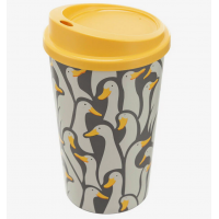 Стакан для горячих и холодных напитков Бытпласт с крышкой, декор Гуси 400 мл 435239411