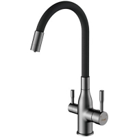 4396-15 Смеситель Кухня Frap d-35 с подключением фильтра питьевой воды (оружейная сталь)