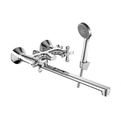 DR52043 Смеситель двуручный универсальный с поворотным изливом 30см, хром