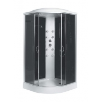 Душ. кабина ER3509PF-C4-RUS 90*90*215см,зад.с.черная ст.тонир.4 мм низ. под. г/м проф.хром. 3к.