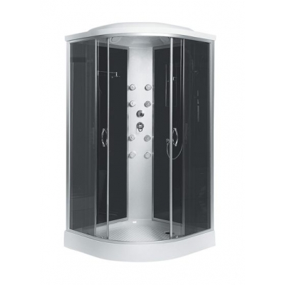 Душ. кабина ER3509PF-C4-RUS 90*90*215см,зад.с.черная ст.тонир.4 мм низ. под. г/м проф.хром. 3к.