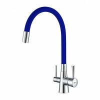 3075C-Blue Комфорт Смеситель для кухни, с гибким изливом, с подключением к фильтру питьевой воды, хром/синий LEMARK