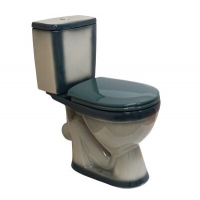 Унитаз-компакт "ЛИРА" декор (зеленый, с арматурой, антивсплеск,сиденье, косой выпуск) г.Киров