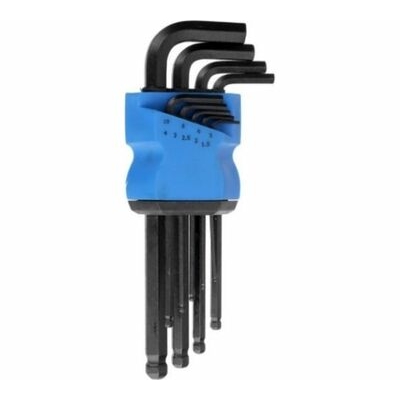 Набор ключей шестигранных ТУНДРА black, удлиненных. с шаром, CrV, 1.5 - 10 мм, 9 шт. 2354401