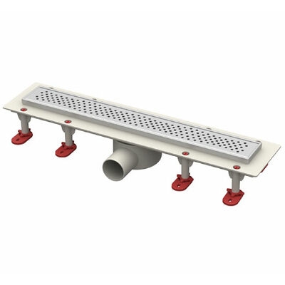 Трап линейный ABS-пластик, сухой + гидрозатвор, 70х 900мм (горизонт выпуск,ф50), нерж решетка типа A (волна) (ТП-55.1A-900)