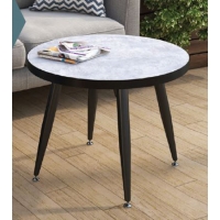 Журнальный стол "Цемент светлый" круглый 60 см (столешница 22 мм, опоры чёрные матовые)