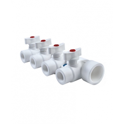 Коллектор с шаровым краном универсальный 25х20/3 PP-R Rosturplast