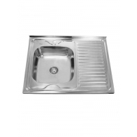 Мойка нерж 600х800х160 т.0,6 бол.сиф. (+сифон) левая Китай