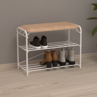 Подставка для обуви Альфа-23 С СИДЕНЬЕМ 3-х полочная Белый (650х300х480) нагр. на сиденье 120 кг ЗМИ (ПДОА23С Б)