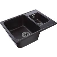 Мойка GRANFEST-QUARZ (ECO) - 09 1,5 чаши 620*480 мм (ЧЕРНЫЙ)(без сифона)