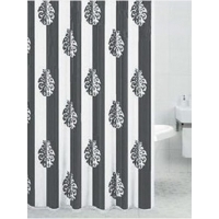 Штора для ванн BATH (Damask Strtiipe)белый/черный 180х180 (21217/8-P) (14)