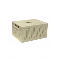 Ящик РОТАНГ с крышкой 280х185х126мм белый ротанг (М-пластика) (М 2372)