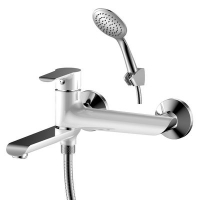 Смеситель Ванна шар d35 поворотный излив 170мм, керам. переключение, хром/бел ROSSINKA W35-33 Смеситель Ванна шар d35 поворотный излив 170мм, керам. переключение, хром/бел ROSSINKA W35-33