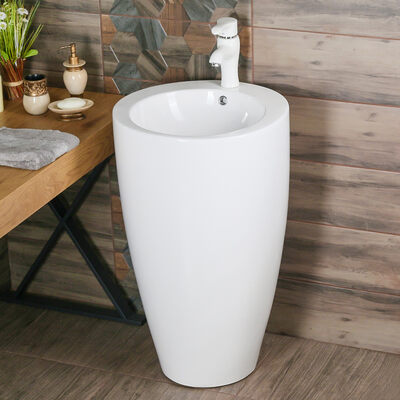 800-В133 (7001) Раковина на пьедестале моноблок круглая 510Х830 MELANA