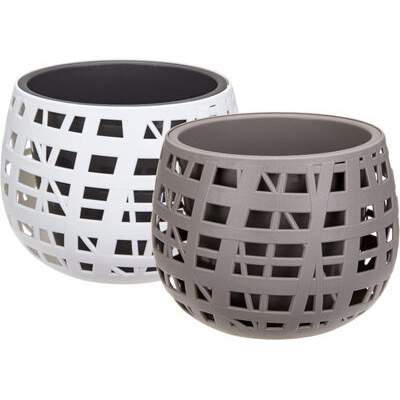 Кашпо ХАОС d-290мм 4л с вставкой Французский СЕРЫЙ ("М-пластика") (М 3142)