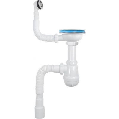 PB0139-20-MR Сифон для мойки 3 1/2" х 40 с пласт.реш. с круглым переливом с гибкой трубой 40х40/50