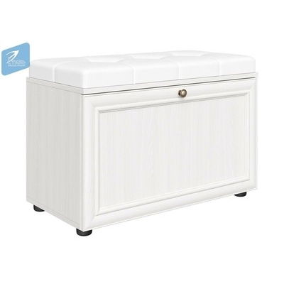 Прихожая Оскар 7А Тумба для обуви Ясень Анкор светлый Кожзам Белый OSTIN White (3 места) ОД571 Прихожая Оскар 7А Тумба для обуви Ясень Анкор светлый Кожзам Белый OSTIN White (3 места) ОД571