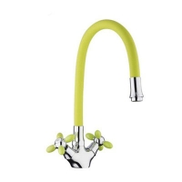 44127-6 Смеситель Кухня FRUD 1/2 м/к гибкий излив (зеленый/хром) на гайке