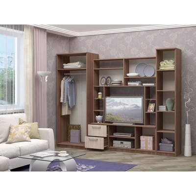 "Флора" гостиная (2700*2100*540, ясень шимо темный/ясень шимо светлый, 6 мест)