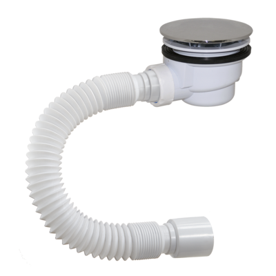 DX-912 Сифон для душ. поддона ОРИО 1 1/2х90, высота h=71мм,пластик/хром с гибк.труб 40-50 ПРОМО !!!!