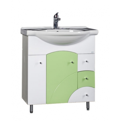 Подстолье "Макарена-75" (салатовый) 2двери, 3ящика под умывальник "Байкал-75" 715х800х331