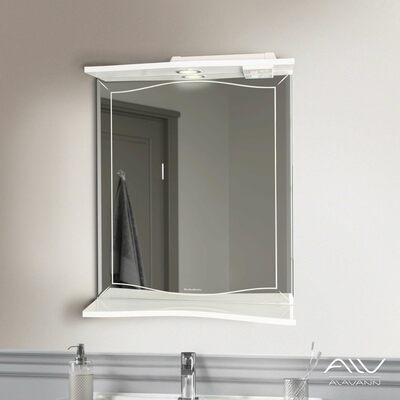 Зеркало с полкой "MONACO 60-01" Белый (Алаванн)