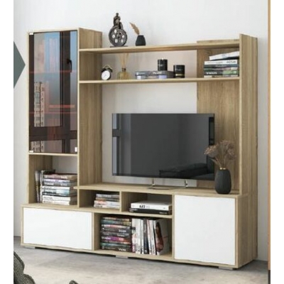 Гостиная "Бэль" (Сонома/Белый) 1800х1700х430