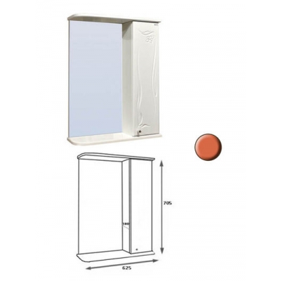 Зеркало-шкаф "Глория 60" правый (апельсин) 625*705*180