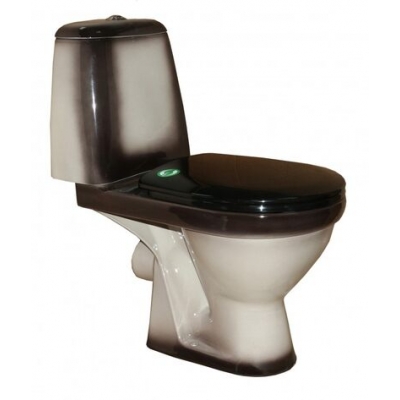 Унитаз-компакт "ПРЕМЬЕР" декор (черный, с 2х уровневой арматурой, креплен. и сиденьем, горизон. выпуск) г.Киров