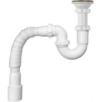 UB0115-30-MR Сифон для кухни Aquant 1 1/2"х40 прямоточный с мет.реш. с гибкой трубой 40х40/50