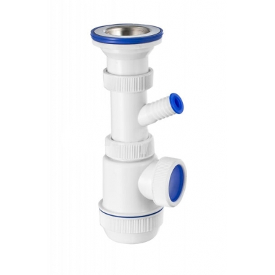 ВП 0674 Сифон "МИНИ Элит" с нерж.чашкой и отводом для СМ