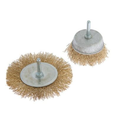 Набор щеток металлических для дрели ТУНДРА, плоская 100 мм, чашка 75 мм, 2 шт. 1032392