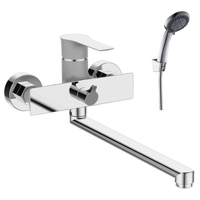 Смеситель Ванна шар d35 L-нос керамическое переключение, хромперламутр ROSSINKA RS35-32PC