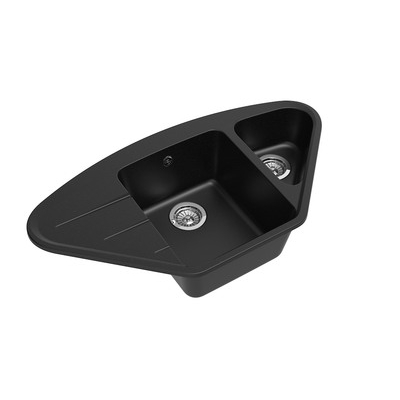 Мойка EWIGSTEIN Wink 80KF угловая (черный) 945*510 1,5 чаши +крыло