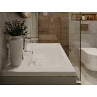 Умывальник "Paola Elegante 80" (литьевой мрамор, 800х450х150) в комплекте с выпуском и переливом г. Ульяновск