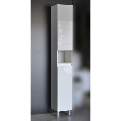 Пенал "Лайн " ЭМАЛЬ 2 двери с нишей (белый) 300*2000*320 левый