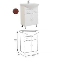 Подстолье "Весна 60" (вишня) 2 ящика 2 двери под умыв. "Эрика-61" 577х800х283