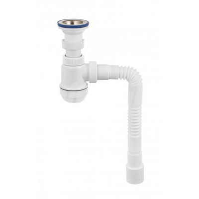 ВП 6760 Сифон "МИНИ Элит" с нерж.чашкой и гиб. трубой